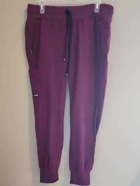 Grey's Anatomy Wine-Magenta Stretch Jogger Scrub Pants